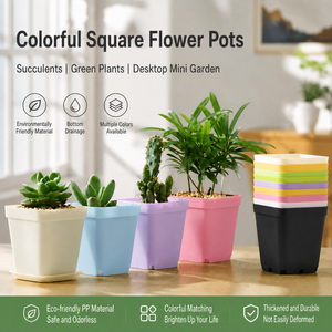 Ensemble de pots de pépinière carrés hauts de haute qualité, couleurs pastel, <span class=keywords><strong>en</strong></span> plastique, avec pieds d'angle pour plantes d'intérieur, <span class=keywords><strong>fleurs</strong></span> et herbes - Product Image 1