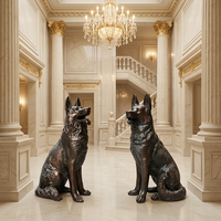 Statue de chien de garde en bronze de qualité muséale - Sculpture de lion fidèle en bronze personnalisable