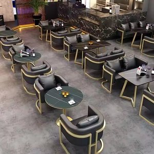 Set di Mobili Moderni <span class=keywords><strong>per</strong></span> Caffetteria a Prezzo Conveniente, Arredamento <span class=keywords><strong>per</strong></span> Ristoranti, Fast Food, Bar, <span class=keywords><strong>Tavoli</strong></span> <span class=keywords><strong>e</strong></span> <span class=keywords><strong>Sedie</strong></span> in Metallo <span class=keywords><strong>per</strong></span> Hotel - Product Image 1
