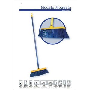 Scopa Modello Moqueta 30x28cm Blu con Manico Giallo per Pulizia Pavimenti - Product Image 2