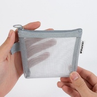 Sac cosmétique mignon en maille avec fermeture éclair, pochette de rangement portable pour le maquillage, pour les voyages et l'usage quotidien