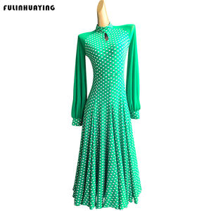 FLHY0543 Vestido de <span class=keywords><strong>Baile</strong></span> de Salón y Vals Moderno al por Mayor con Falda de Gran Vuelo y Manga Larga, Conjunto para Práctica y Actuación para Dama - En Stock - Product Image 1