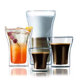 Good Quality Small Clear 100ml Reusable Coffee Cup Glass Borosilicate Double Wall Glass Drinking Cup For Coffee