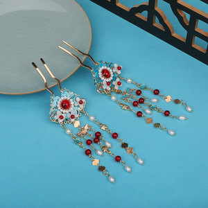 25 Nuevos Accesorios para el Cabello Hechos a Mano con Diseño Original, Corona de Cabello Estilo Cloisonné, Set de Maquillaje con Borlas, Tocado Hanfu - Product Image 4