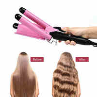 Pengeriting Rambut 3 Barrel 22mm 25mm Egg Roll Stick, Alat Pengeriting Rambut Model Water Wave dengan Layar LED Penunjuk Temperatur