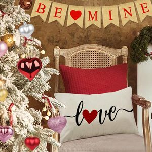 RABUSOFA 12x20 Red Heart Pillow <b>Covers</b> Single Love Throw Pillow Cases for Valentine's Day Decor Lumbar <b>Cushions</b> for Home Couch - Product Image 1
