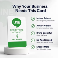 Carte NFC LINE avec puce NTAG215, appuyez pour ajouter un compte LINE officiel ou un ami, carte de visite NFC personnalisée en PVC, OEM ODM