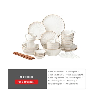 Simple Solid Color Ceramic Bowl Plate And Dish Tableware Set For Home Use High <b>End</b> Feeling Housewarming Gift Set - Product Image 6