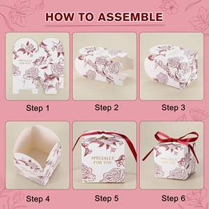 กล่องกระดาษคราฟท์สีแดงหวานพร้อมริบบิ้นกระดาษตกแต่ง<span class=keywords><strong>แฟนซี</strong></span>สำหรับบรรจุภัณฑ์ช็อคโกแลตและน้ำตาลสำหรับงานแต่งงาน - Product Image 4