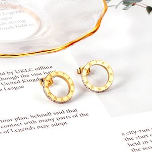 Boucles d'oreilles pas chères en or rempli 9 mm, ensemble de boucles d'oreilles en zircon noir, jolies boucles d'oreilles clous en diamant pour femmes - Product Image 5