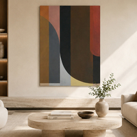 Peinture à l'huile abstraite Totem sur toile en toile de jute, technique mixte, Ocre, Boucle Rouge, Effet éclaboussures, Taille personnalisée, Vente en gros directe usine