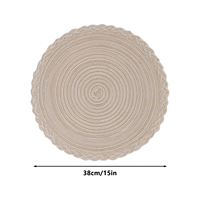 Vente en gros de sets de table ronds modernes faits à la main en polyester et coton écologiques, 38 cm de diamètre, pour table à manger