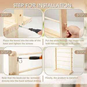 Estante de almacenamiento de cintas de madera de 4 niveles, organizador de escritorio tipo vertical para floristería, para cintas de satén y envolturas. - Product Image 3