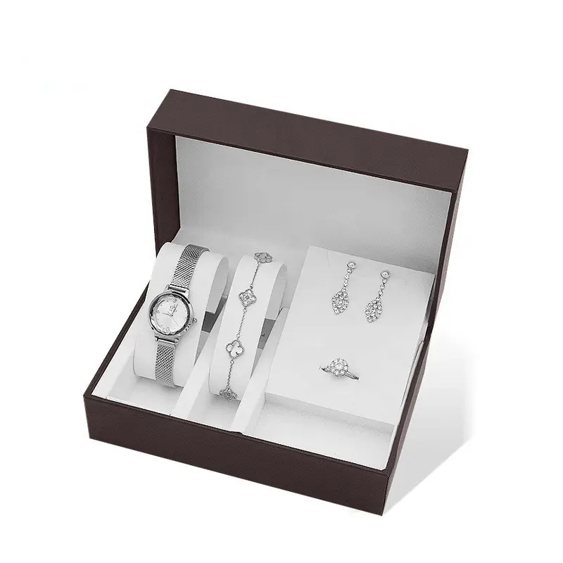 Nuovo Design in plastica in pelle orologio di carta Set di gioielli portagioie con anelli a C