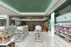 Étagère de présentation de médicaments en bois gris mat de style moderne 04-XDZYS pour l'aménagement de pharmacie professionnelle - Product Image 5