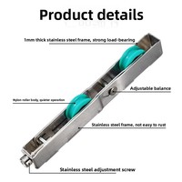 Roulettes de porte coulissante en acier inoxydable à montage inférieur pour portes en verre de balcon d'hôtel et de cuisine - Modernes, minimalistes et silencieuses