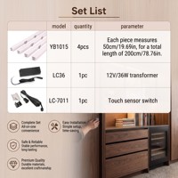 Kit d'éclairage LED encastré pour armoire, profil LED encastré pour comptoir, cuisine, placard, bureau, vitrine avec variateur tactile YB1015TZ-22