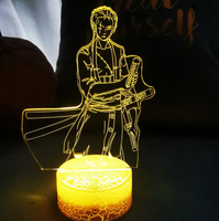 Vente directe d'usine, lampe de nuit mignonne en 3D, anime, impression de logo personnalisée, changement de couleur en 3 couleurs, lampe de haute qualité pour les chambres à coucher