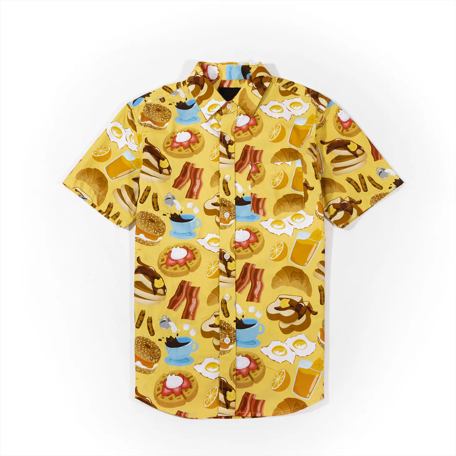 Fun Printed Custom logo Short Sleeve Shirt 100% Cotton Brand Half Sleeve Casual Loose Rayon Hawaiian Shirt for Men