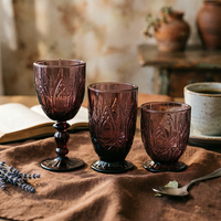 Gobelets à vin en verre de luxe, design artisanal, motif floral en relief, pour la maison, le bar et les événements