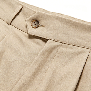 Pantaloni Casual da <span class=keywords><strong>Uomo</strong></span> in <span class=keywords><strong>Lino</strong></span> a Vita Alta, Stile Britannico, Modello Dritto Estivo, con Fronte Piatto, Ideali per il Pendolarismo - Product Image 2