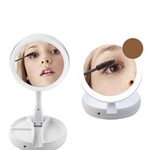 Custom Logo Small Desktop <b>Table</b> Cosmetic <b>Folding</b> LED Makeup Mirror with USB Rechargeable - Product Image 3