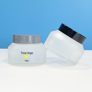 Customized Printing 100g Slanted Shoulder Cosmetic Jar clear Frosted Face Cream Jars with Plastic Lid for Skin Care - Product Image 2