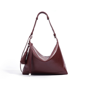 OEM-Anpassung Vollnarbiges Rindsleder Hobo Unterarm-Tasche Minimalistische Lässige Schultertasche, Große Kapazität Echtes Leder Handtasche - Product Image 1
