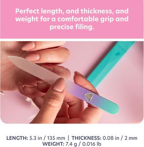 Lime à ongles en verre tchèque simple face de qualité supérieure pour manucure, ongles naturels, lime de précision experte, finition lisse (<span class=keywords><strong>Pastel</strong></span>) - Product Image 3