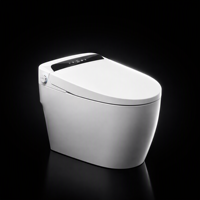 WC intelligent avec télécommande, siège chauffant, double chasse d'eau, cuvette allongée, à poser au sol, désodorisation automatique, drainage en P ou en S