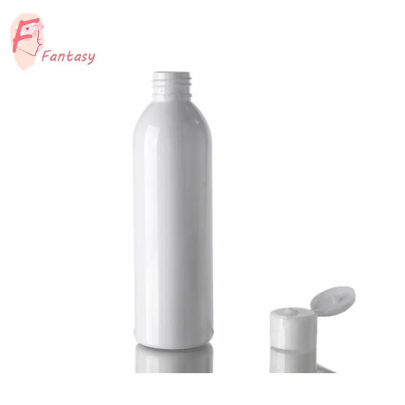 زجاجة غسول بلاستيكية قابلة للضغط بيضاء اللون اسطوانية دائرية 100 مل - 500 مل بغطاء علوي قلاب