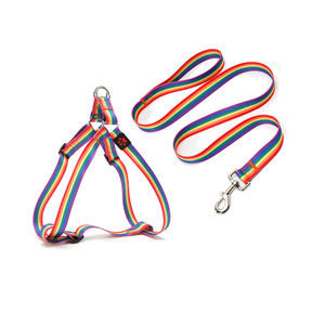 Venta al por mayor personalizado mascota perro arnés Arco Iris orgullo Mes de lujo mediano pequeño perro collar y correa y arnés conjunto - Product Image 3