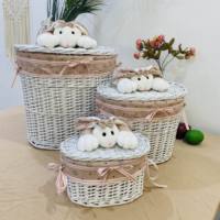 Paniers à linge 4 pièces en osier de style quotidien respectueux de l'environnement Doublure intérieure détachable Jouet en peluche robuste et durable Décoration Maison Cuisine