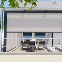 Store vertical moderne en métal avec fermeture éclair électrique, pare-vent en tissu PVC pour cour extérieure, rideau pare-soleil pour porte