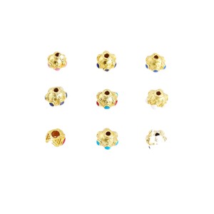 Perles d'espacement de style népalais traditionnel en alliage, à huit yeux, micro-serties imitation turquoise, porte-bonheur pour la fabrication de bijoux DIY - Product Image 5