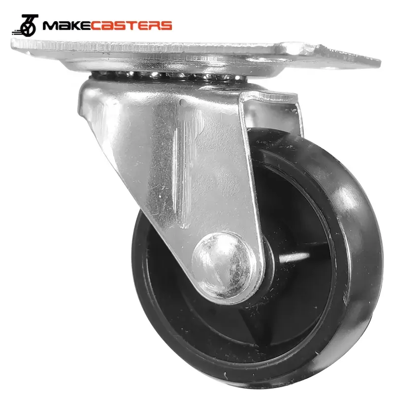 Wholesale Warehouse Tool Trolley Wheels Cabinet Nylon PP Industrial Caster Wheel 1.5 inch Swivel Side Mount Caster With Brake