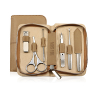 Kit de 6 outils de manucure et de toilettage personnels en acier inoxydable de luxe, boîte de coupe-ongles portable de voyage