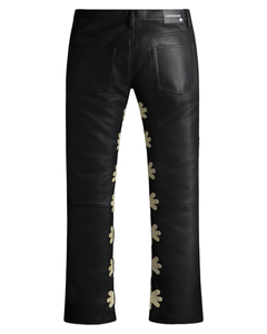 Yinope Nuevo Diseño Personalizado Lostshdws Jeans de Mezclilla para Hombre, Vintage, Negros, de PU, con Costura Interior, Bordado Crema, Corte Slim, Ajustados y Acampanados - Product Image 5