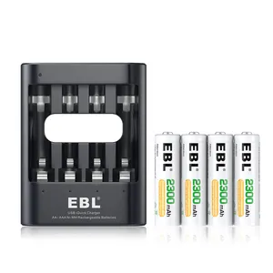 EBL 빠른 기술 USB 포트 입력 스마트 AAA AA 배터리 충전기