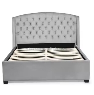 Lit plateforme capitonné en velours style européen, tête de lit haute boutonnée, taille King Size, prix d'usine