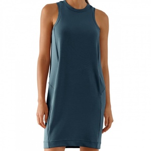 Vestido Personalizado OEM de Alta Calidad para Mujer, Vestido Holgado Informal sin Mangas con Bolsillos Tipo Canguro, Estilo Patchwork - Product Image 5