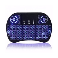 Clavier miniature I8 rétroéclairé 7 couleurs, batterie rechargeable, télécommande intelligente, souris sans fil 2,4G, clavier arabe russe pour boîtier TV