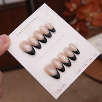 Uñas Acrílicas Hechas a Mano de Color Sólido con Efecto Ojo de Gato, Paquete de 10 Uñas Postizas al por Mayor, Uñas a Presión