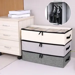 Large Space Saver Comforters Foldable Bin Cotton Linen Underbed Storage Box Organizer