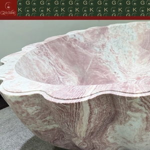 Bañera Independiente de Mármol Rosa GOLDKING Premium para Spa, con Borde Festoneado, Fabricada a Medida con CNC - Product Image 2