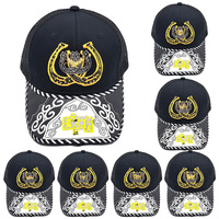 Gorra de béisbol unisex de 6 paneles con logo 3D de metal estilo occidental, de moda, con encaje, mezclilla, lona, jersey y malla, para actividades al aire libre y pesca.