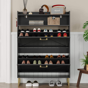 Armoire à chaussures étroite pour entrée, avec 2 tiroirs rabattables, étagère à chaussures dissimulée pour petits espaces - Product Image 6