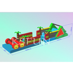 Ngoài trời khổng lồ thương mại PVC thổi lên nhà bị trả lại Inflatable khóa học trở ngại với trượt cho trẻ em Người lớn bouncy lâu đài Bouncer - Product Image 4