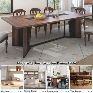 Mesa de Comedor Rectangular Moderna SENYU de Madera con Patas Metálicas para 6-8 Personas, Muebles para el Hogar, Diseño Estable - Product Image 5