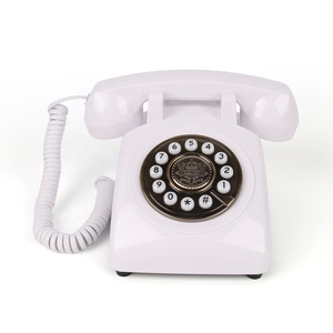 Téléphone sans fil rétro à bouton-poussoir blanc <span class=keywords><strong>pour</strong></span> la maison, le bureau et les restaurants - Product Image 3